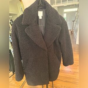 H&M Black Teddy Coat size XS
